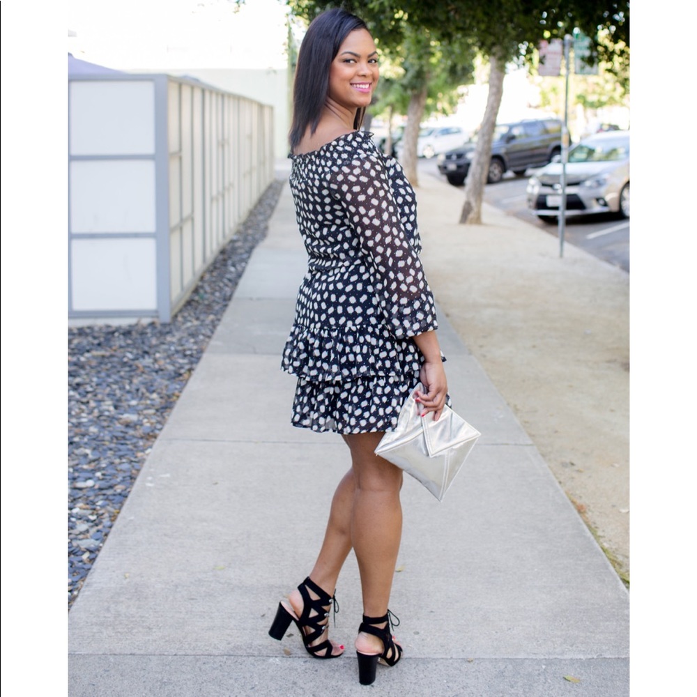 CYNTHIA ROWLEY off shoulder multi color dress